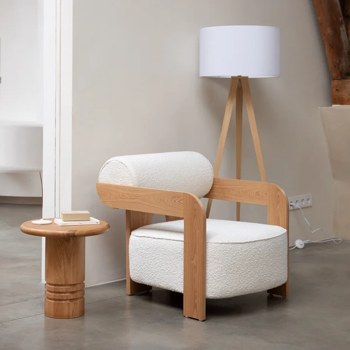 Zuiver - Tripod Wood Lampadaire, chêne / blanc