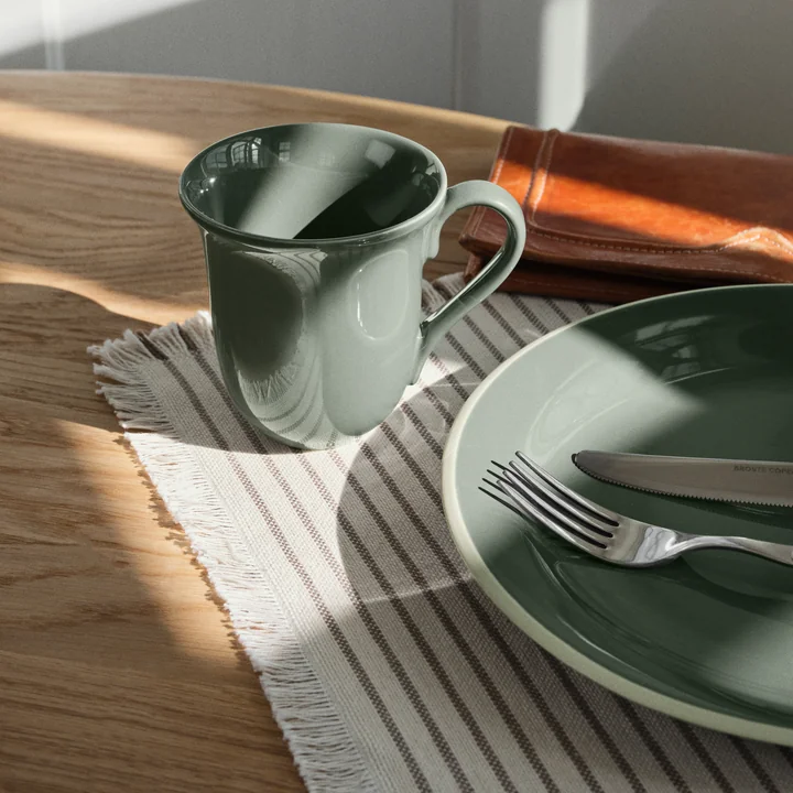 Broste Copenhagen - Elouise Chemin de table, 41,5 x 32 cm, blanc cassé / gris foncé