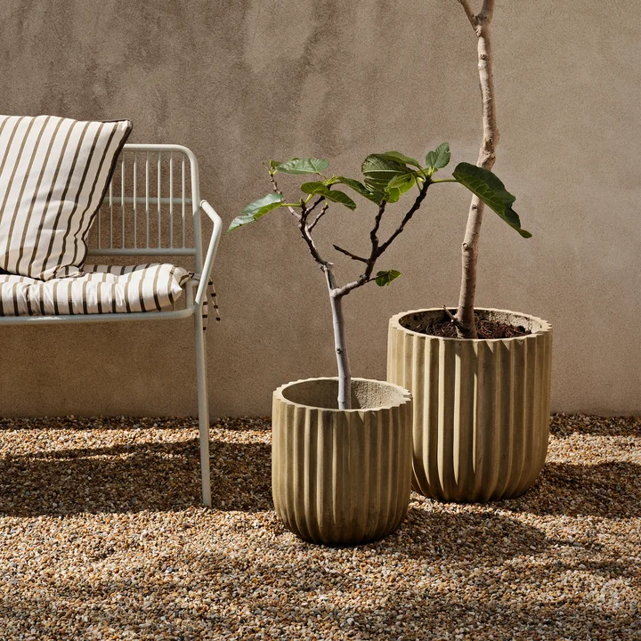 Broste Copenhagen - Fiber Pot à plantes, Ø 37 x 37 cm, antique beige