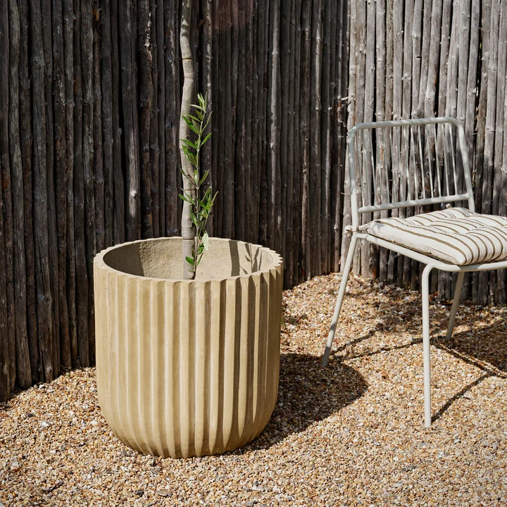 Broste Copenhagen - Fiber Pot à plantes, Ø 50 x 50 cm, antique beige
