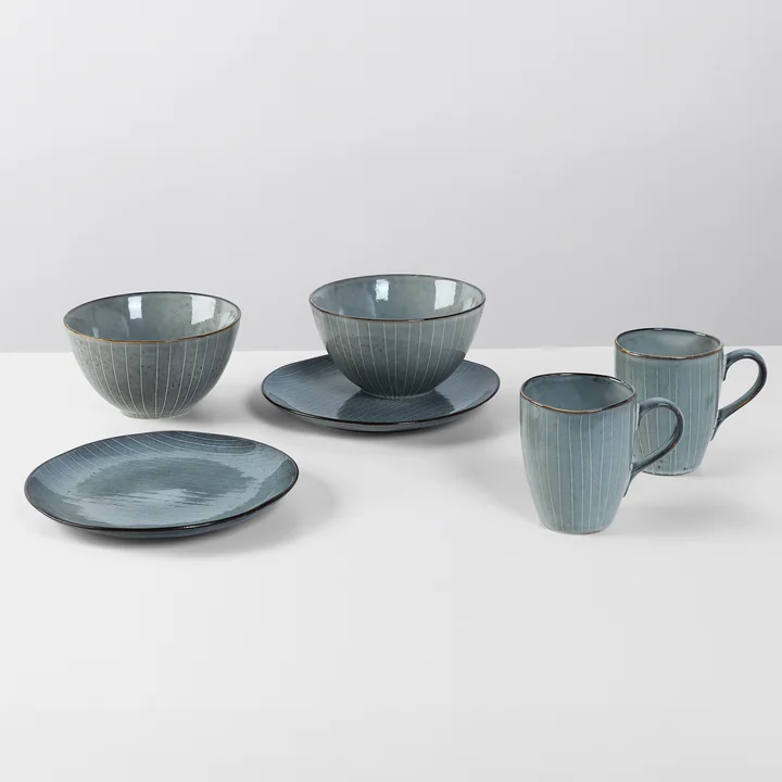 Broste Copenhagen - Nordic Sea Vaisselle Set de petit déjeuner, soft blue (6 pièces)