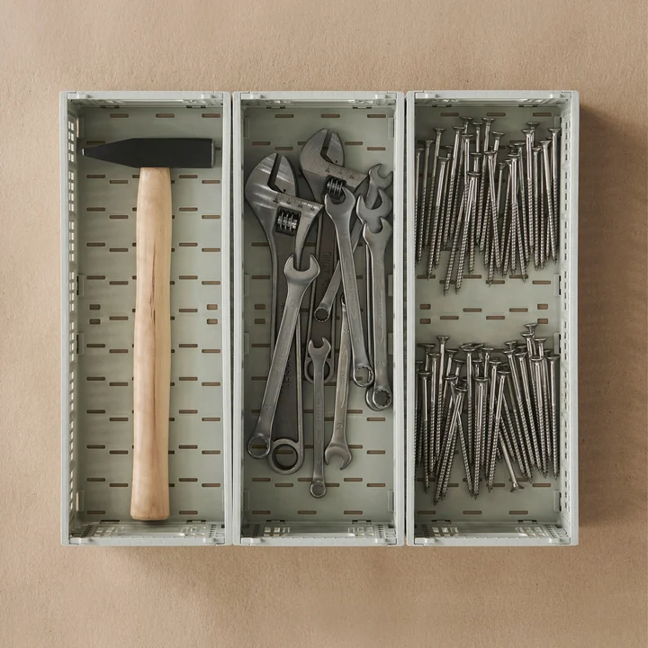 HAY - Colour Crate Corbeille Mini Oblong, grise, recyclée