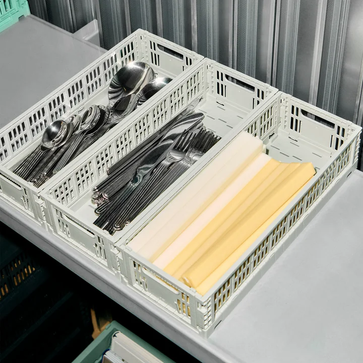 HAY - Colour Crate Corbeille Mini Oblong, grise, recyclée