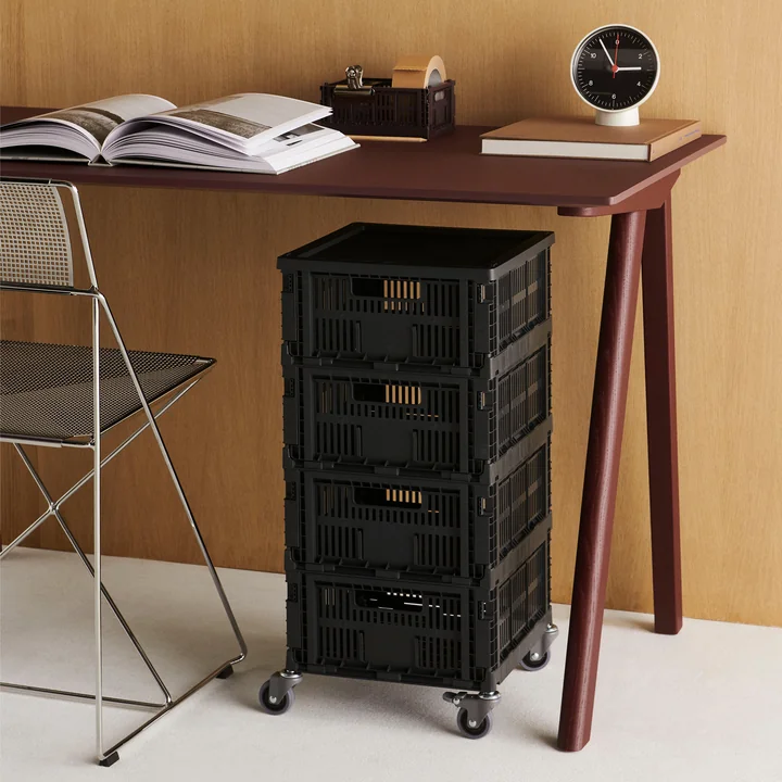 HAY - Colour Crate Corbeille Square M, 29,5 x 29,5 cm, charcoal, recyclée