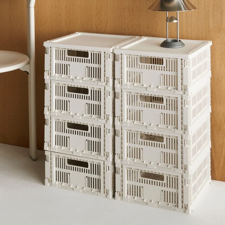 HAY - Colour Crate Corbeille Square M, 29,5 x 29,5 cm, off-white, recyclée