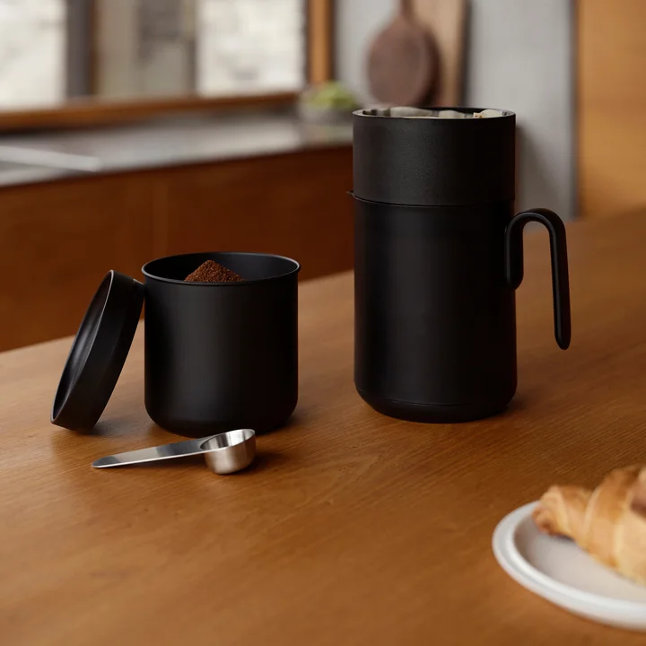 Zone Denmark - Singles Boîte à café avec cuillère, noir