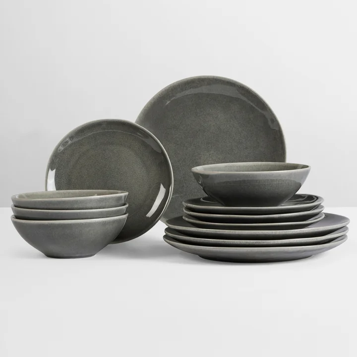 Broste Copenhagen - Nordic Rain Vaisselle Set de dîner, (12 pièces)