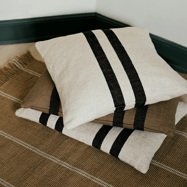 Broste Copenhagen - Sigrun Taie d'oreiller, 50 x 50 cm, light beige / noir