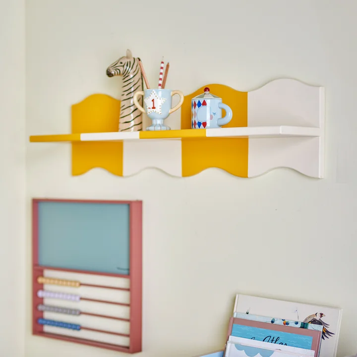 Bloomingville Mini - Bubbi Étagère murale, 80 cm, jaune / blanc