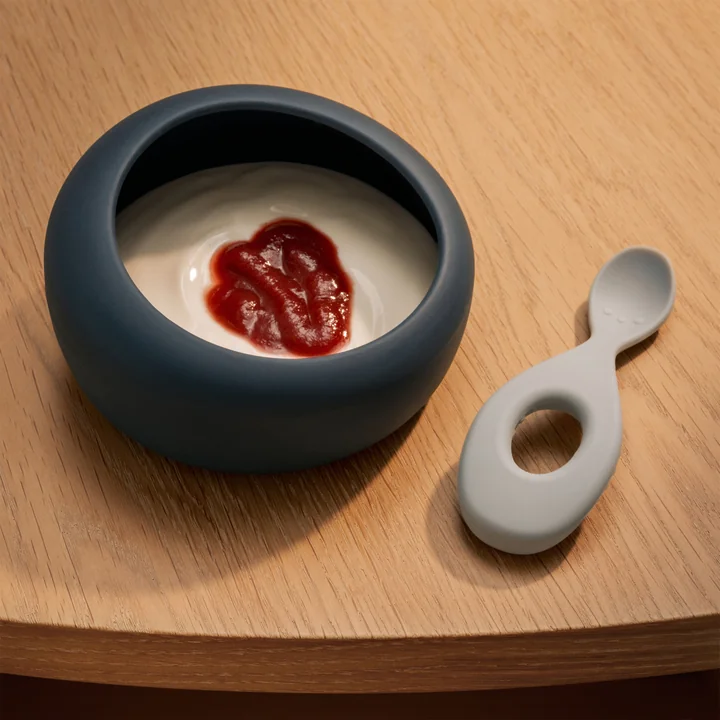 LIEWOOD - Sparia Bol avec cuillère, 470 ml, Whale blue / Dove blue