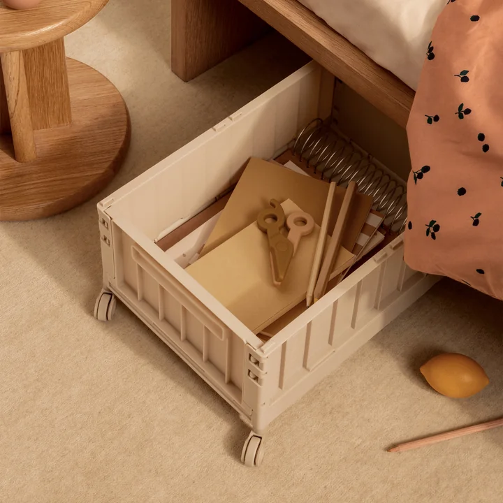 LIEWOOD - Weston Boîte de rangement avec roulettes, sandy