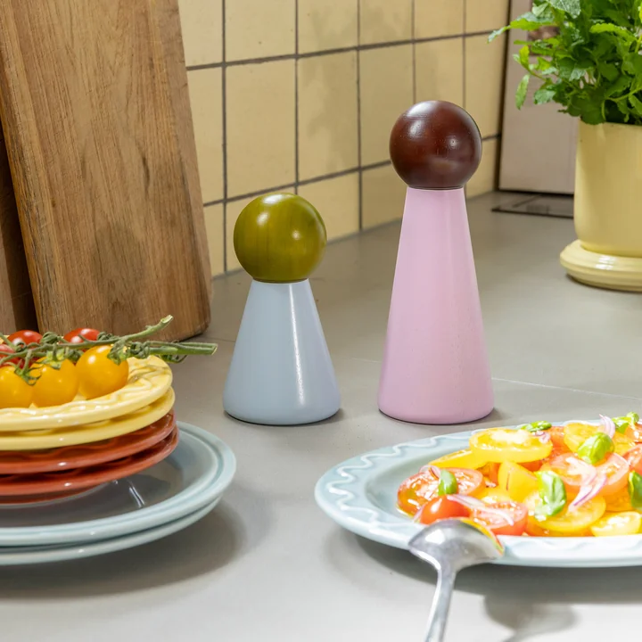 & klevering - Halma moulin à sel et à poivre, petit, bleu / multicolore