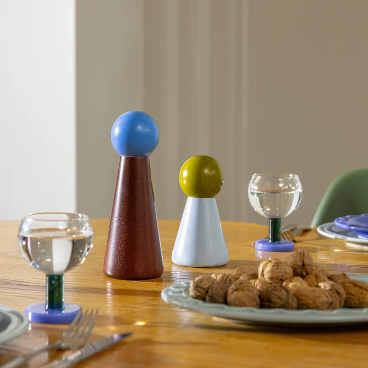 & klevering - Halma moulin à sel et à poivre, petit, bleu / multicolore