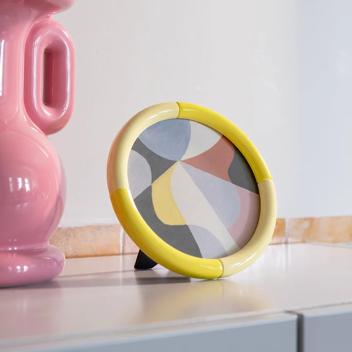 & klevering - Cadre photo Rift, Ø 17 cm, jaune