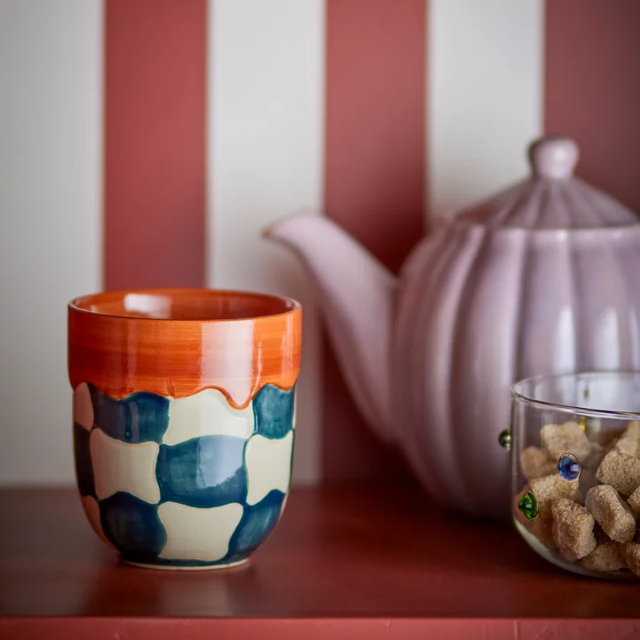 Bloomingville - Check Tasse 375 ml, bleu