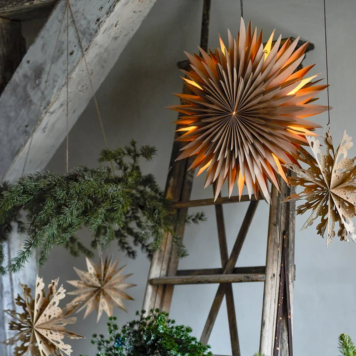 Bloomingville - Étoile d'Elijah avec lumière, marron