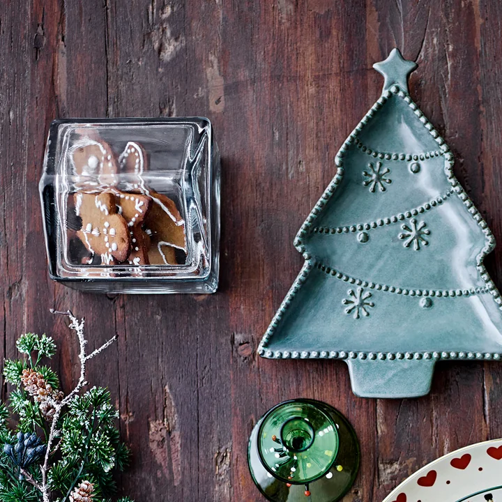 Bloomingville - Elius récipient avec couvercle, 10 x 14 x 10 cm, transparent