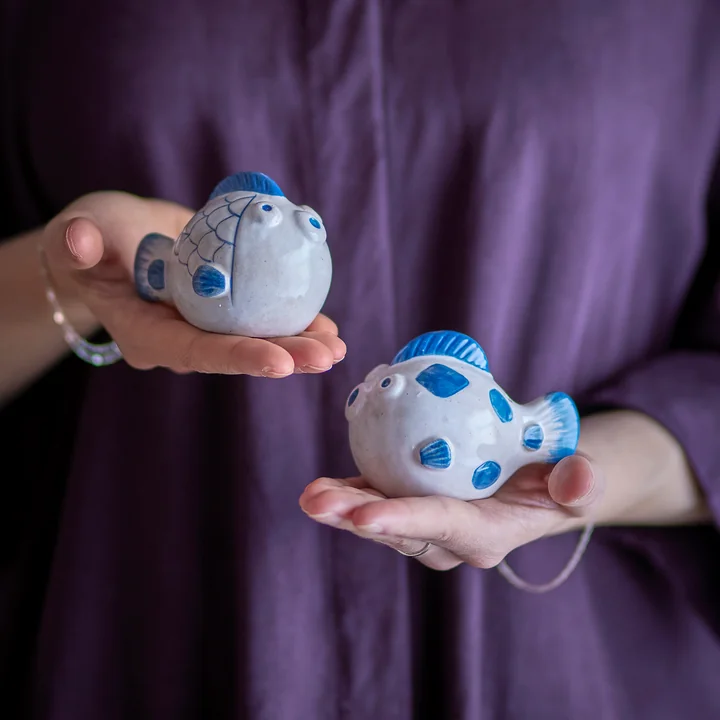 Bloomingville - Fugu Set de salière et poivrière, bleu (set de 2)