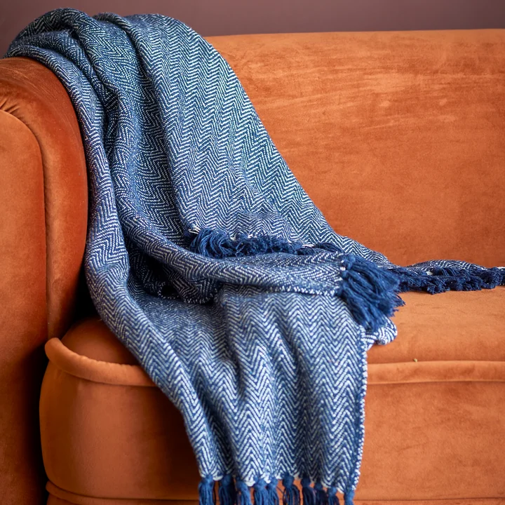 Bloomingville - Herringbone Couverture, 130 x 160 cm, noir