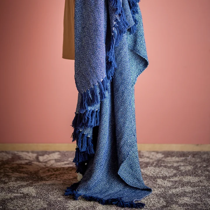 Bloomingville - Herringbone Couverture, 130 x 160 cm, noir