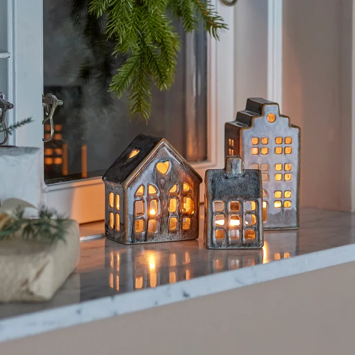 Bloomingville - Kalia Porte-bougies à réchaud, brun (set de 3)