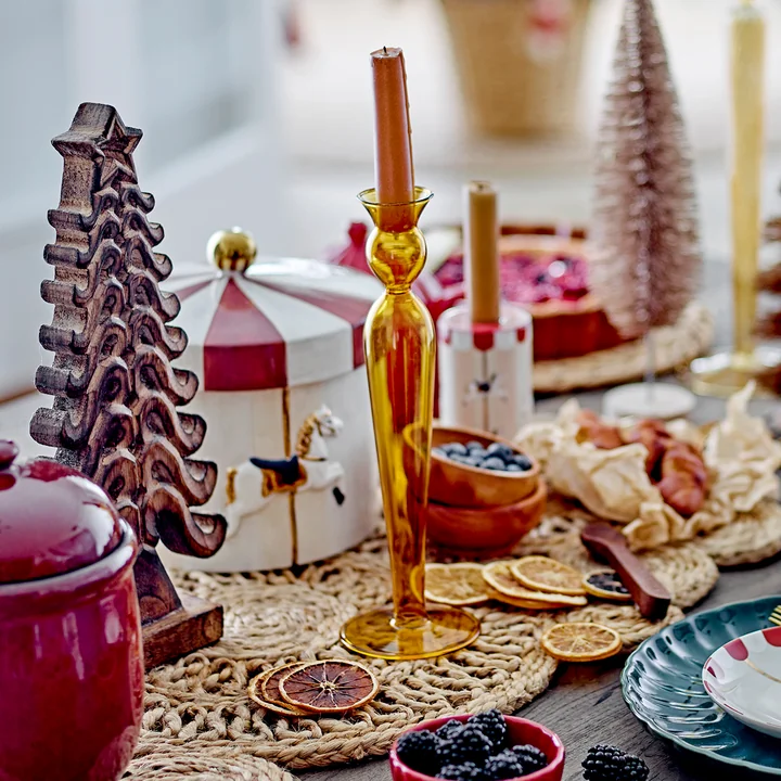 Bloomingville - Merry-go-round Récipient avec couvercle, Ø 19,5 x H 20,5 cm, rouge