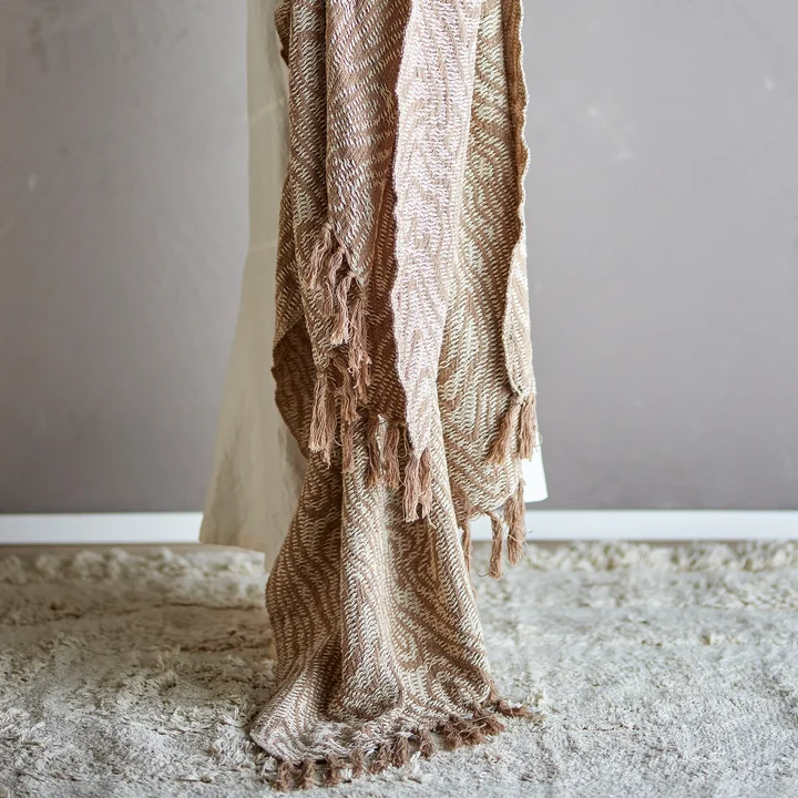 Bloomingville - Okapi Couverture, 130 x 160 cm, marron