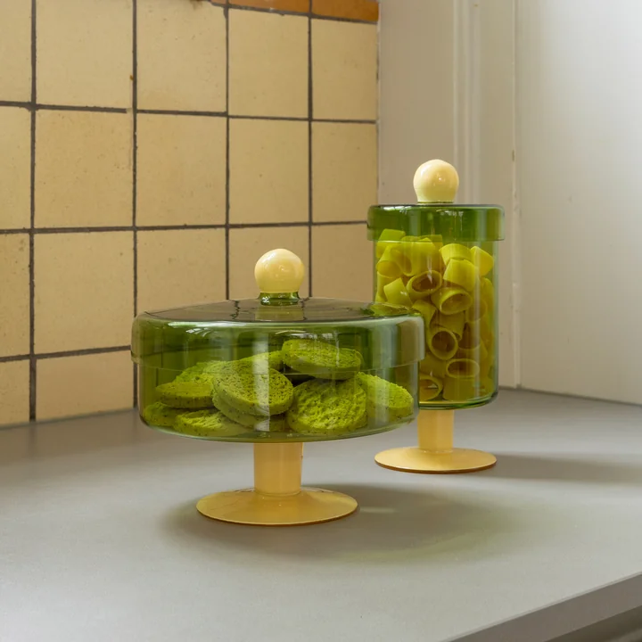 & klevering - Duo Verre de rangement, vert / jaune