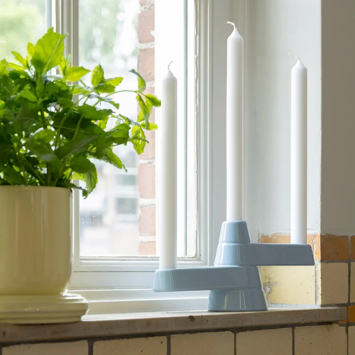 & klevering - Brute Bougeoir, Ø 8 x 12 cm, bleu