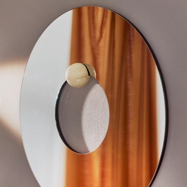 AYTM - Castellum miroir Ø 80 cm, clair / travertin