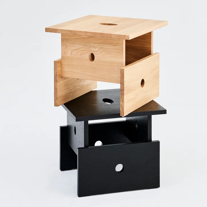 HAY - Woodbox table basse, noir et chêne huilé