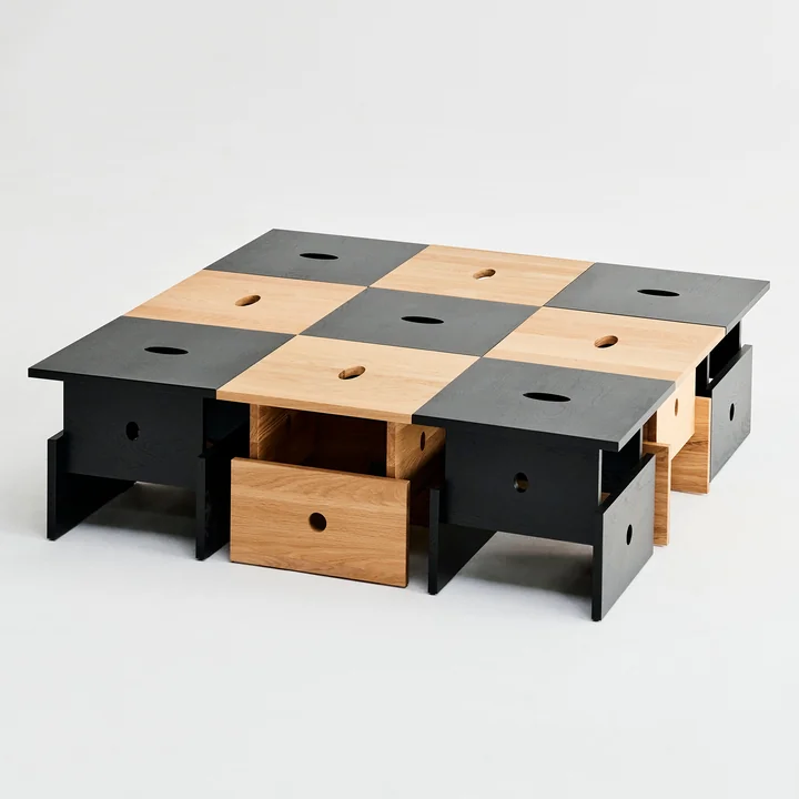 HAY - Woodbox table basse, noir et chêne huilé
