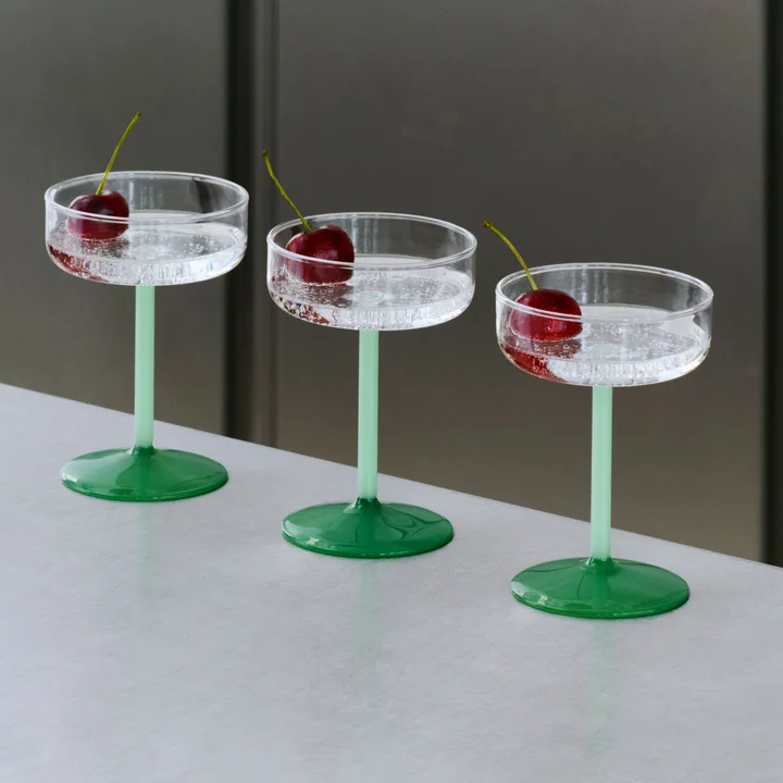 HAY - Tint Coupe à cocktail, transparent / jade light green / jade dark green