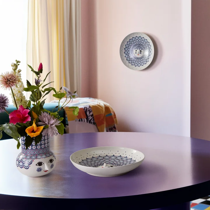 Bjørn Wiinblad - Olga plat de service Ø 33 cm, bleu / blanc