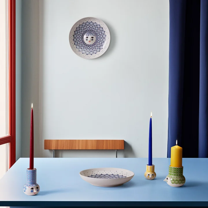 Bjørn Wiinblad - Olga plat de service Ø 33 cm, bleu / blanc