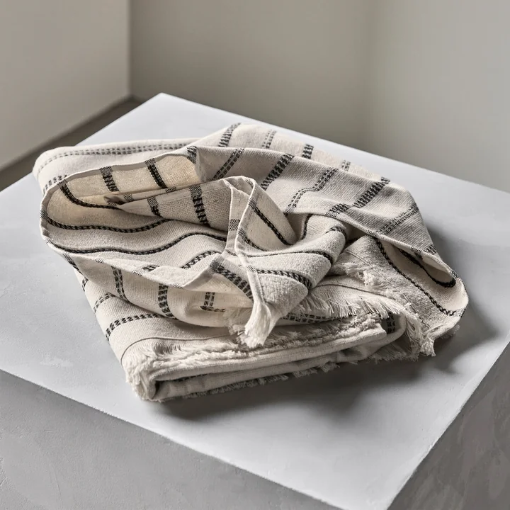 Meraki - True Serviette de bain, 140 x 70 cm, blanc cassé / noir