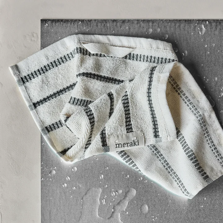 Meraki - True Gant de toilette, 30 x 30 cm, blanc cassé / noir