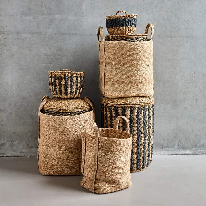 House Doctor - Stella Corbeille de rangement, H 39 cm, naturel (lot de 3)