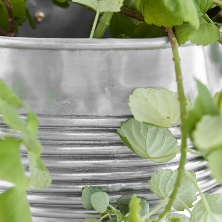 House Doctor - Groove Pot de fleurs, finition argent antique