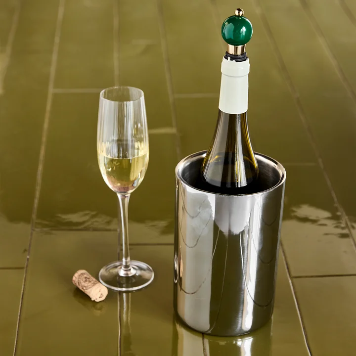 House Doctor - Kett seau à vin, Ø 12,5 x H 18 cm, argenté-fini