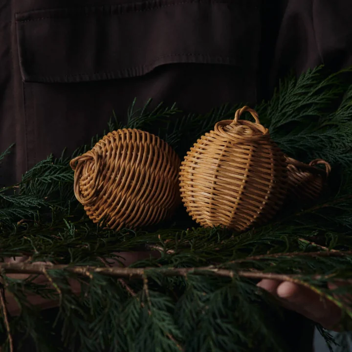Ferm Living - Braided Baubles Décorations de Noël, nature (set de 2)