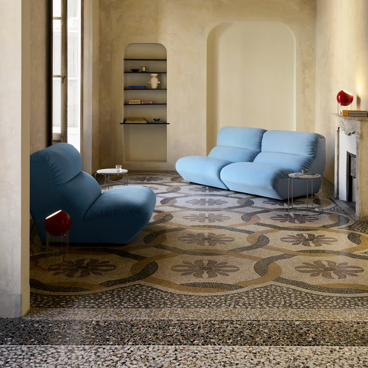 & Tradition - Hi Lo AV54 module simple, fauteuil et canapé 2 places, bleu (tissu Kvadrat Gentle 0733)