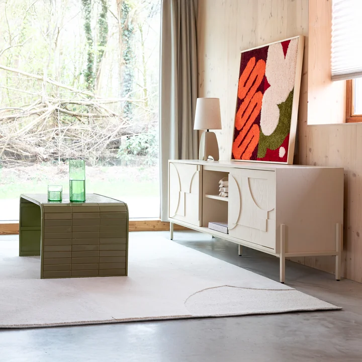 Zuiver - Tiles Table basse, vert et faces Sideboard, beige