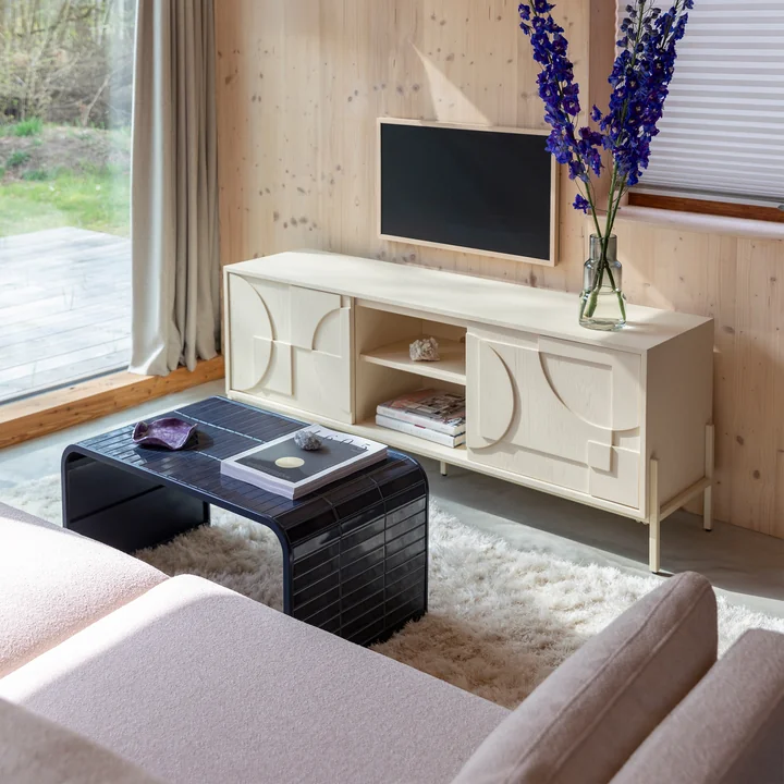 Zuiver - Tiles Table basse, bleu et Faces Sideboard, beige