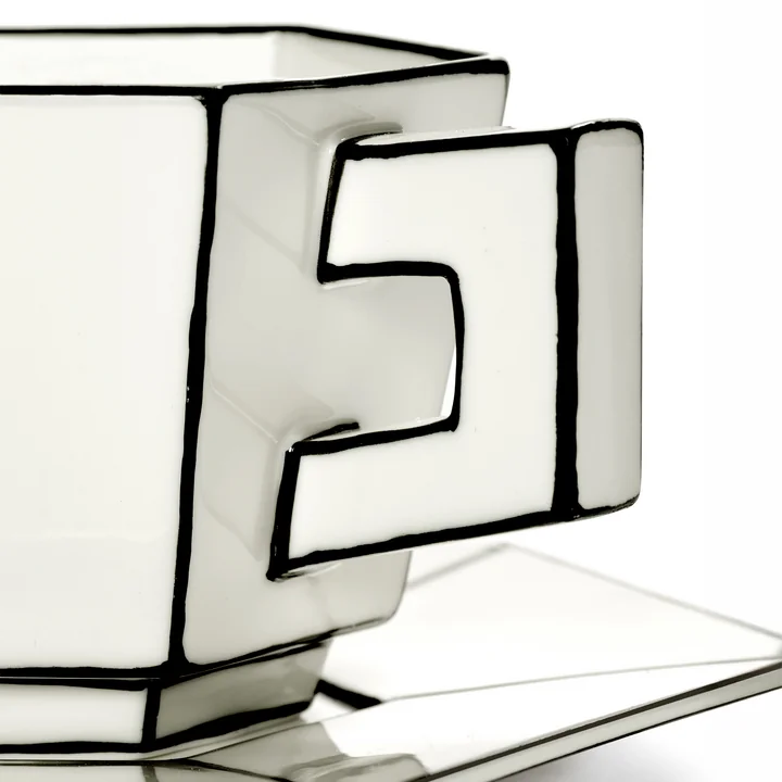 Serax - Carte Blanche Tasse à cappuccino avec soucoupe, blanc / noir