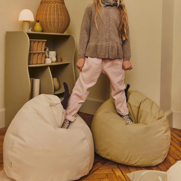 Ferm Living - Poire Pouf, 55 x 85 cm, naturel et vert ulmen