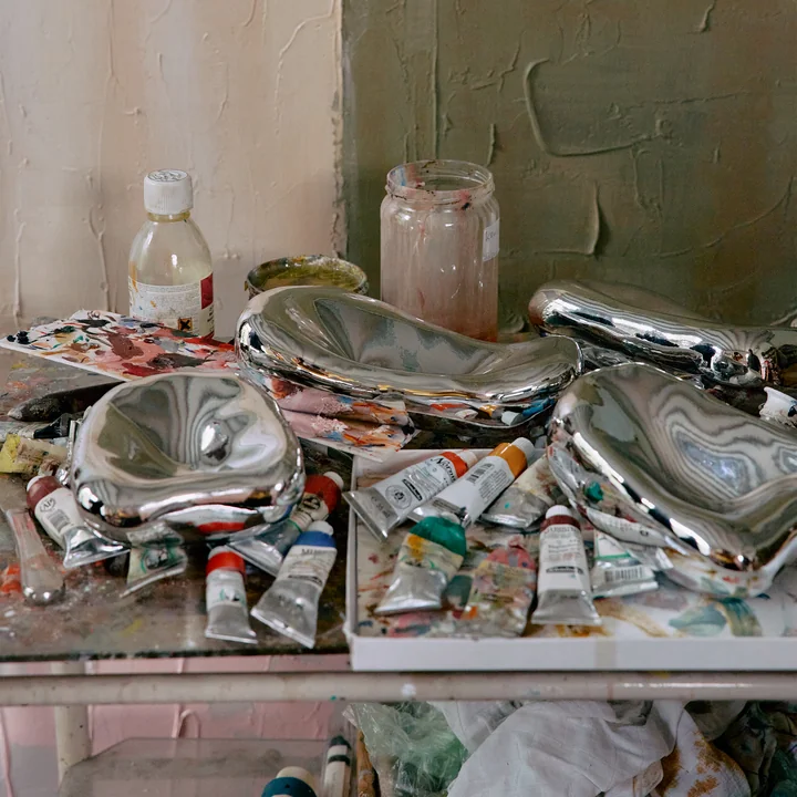 HKliving - Sculpture en verre, chrome (set de 4)