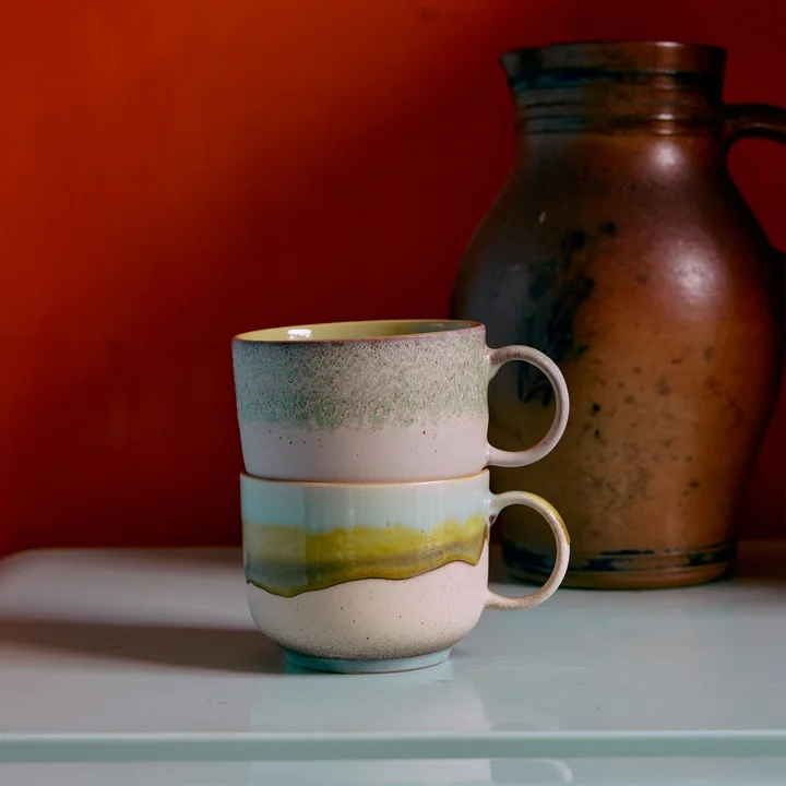 HKliving - 70's Tasse à thé, 425 ml, neo (lot de 2)