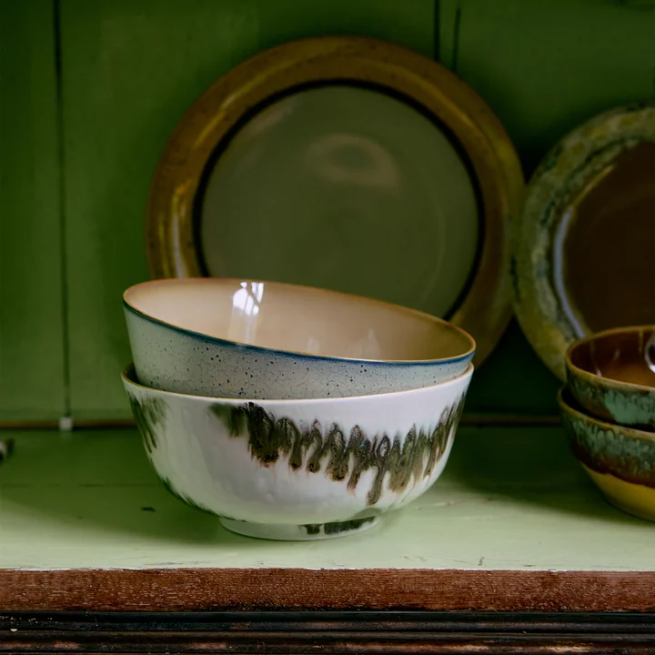 HKliving - 70's Bol Ramen, Ø 19 cm, minimalism (set de 2)