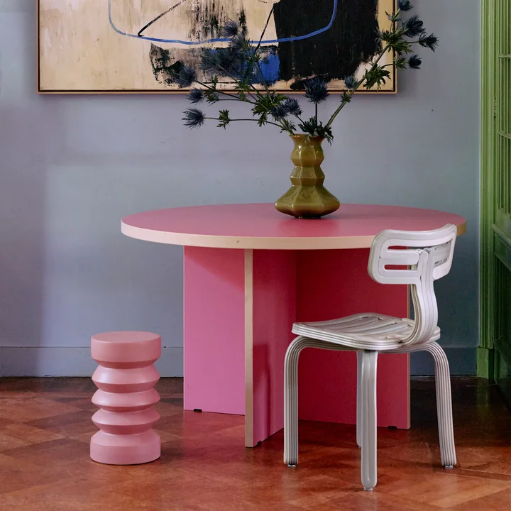 HKliving - Table de salle à manger, Ø 130 cm, raspberry